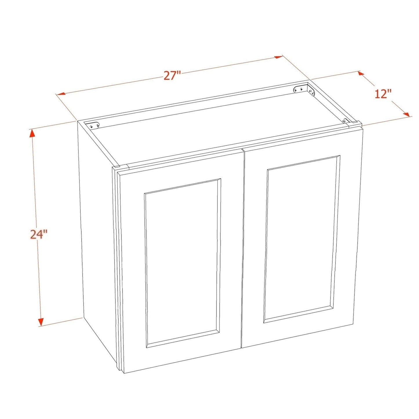 Shaker Bridge Wall Cabinet 27" (W2724) · Ardelle - Dimensions