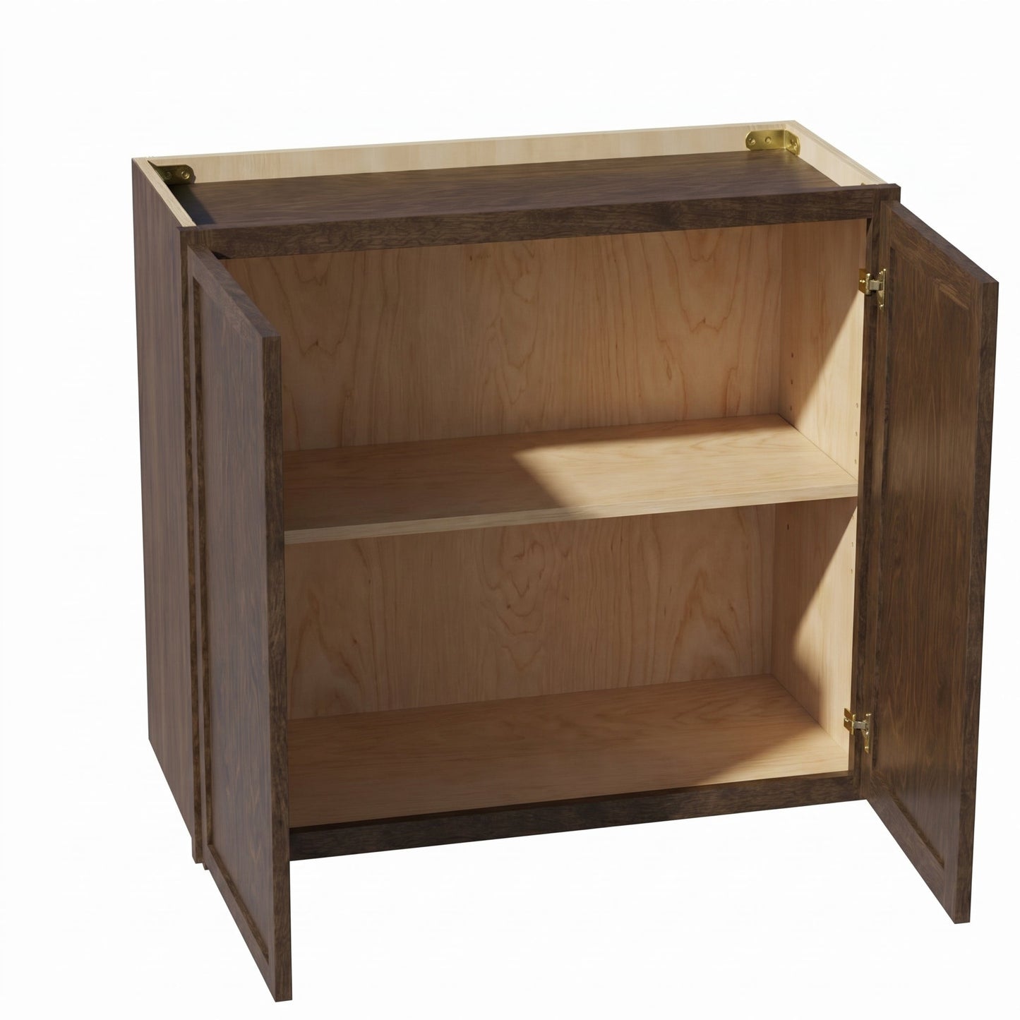 Slim Shaker Bridge Wall Cabinet 27" (W2724) · Slim - Mocha - Interior