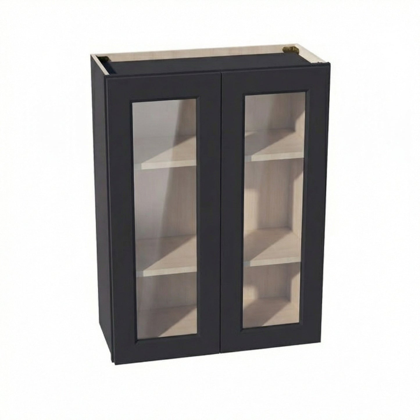 Shaker Glass Door Wall Cabinet 27" (W2736GD) · Ardelle - Ebony - Hero