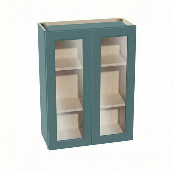 Shaker Glass Door Wall Cabinet 27" (W2736GD) · Tallis - Fairy Green - Hero