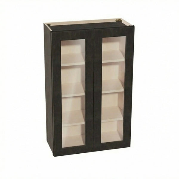 Shaker Glass Door Wall Cabinet 27" (W2742GD) · Ardelle - Charcoal - Hero