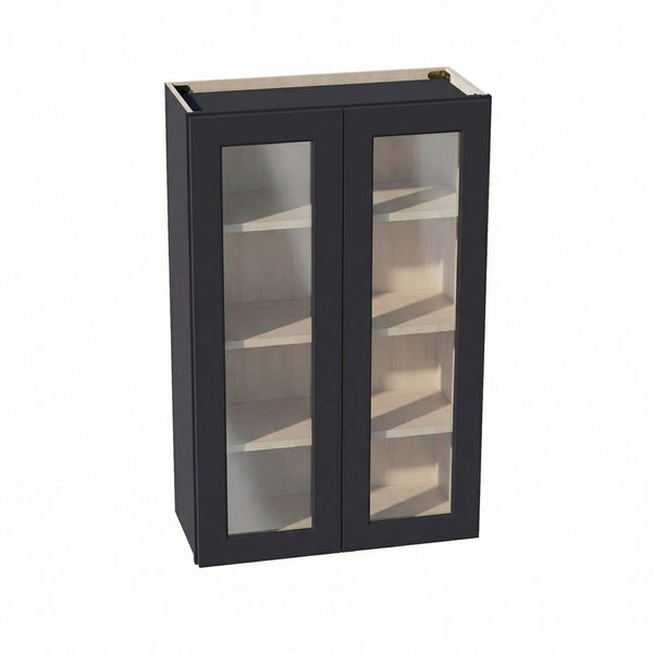 Shaker Glass Door Wall Cabinet 27" (W2742GD) · Ardelle - Ebony - Hero