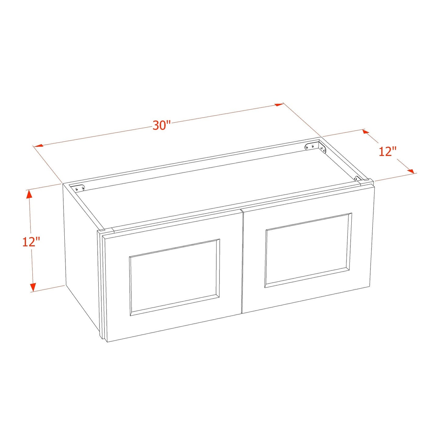 Shaker Bridge Wall Cabinet 30" (W3012) · Ardelle - Dimensions