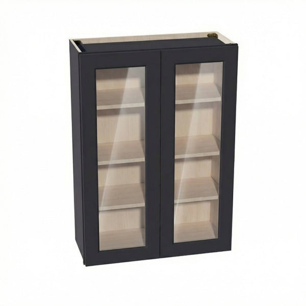 Shaker Glass Door Wall Cabinet 30" (W3042GD) · Ardelle - Ebony - Hero