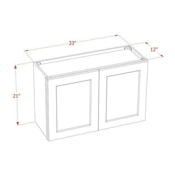 Shaker Bridge Wall Cabinet 33" (W3321) · Ardelle - Dimensions