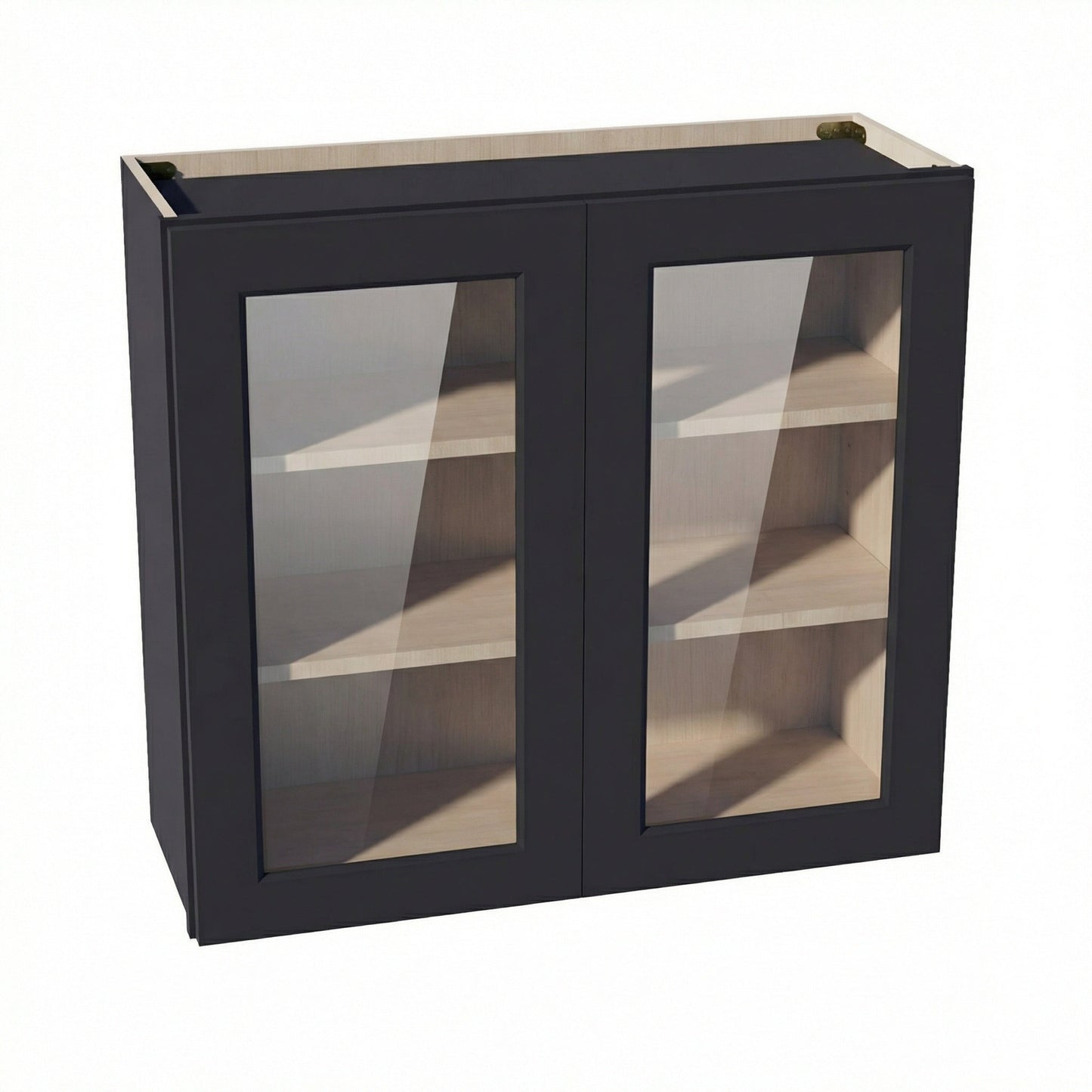 Shaker Glass Door Wall Cabinet 33" (W3330GD) · Ardelle - Ebony - Hero
