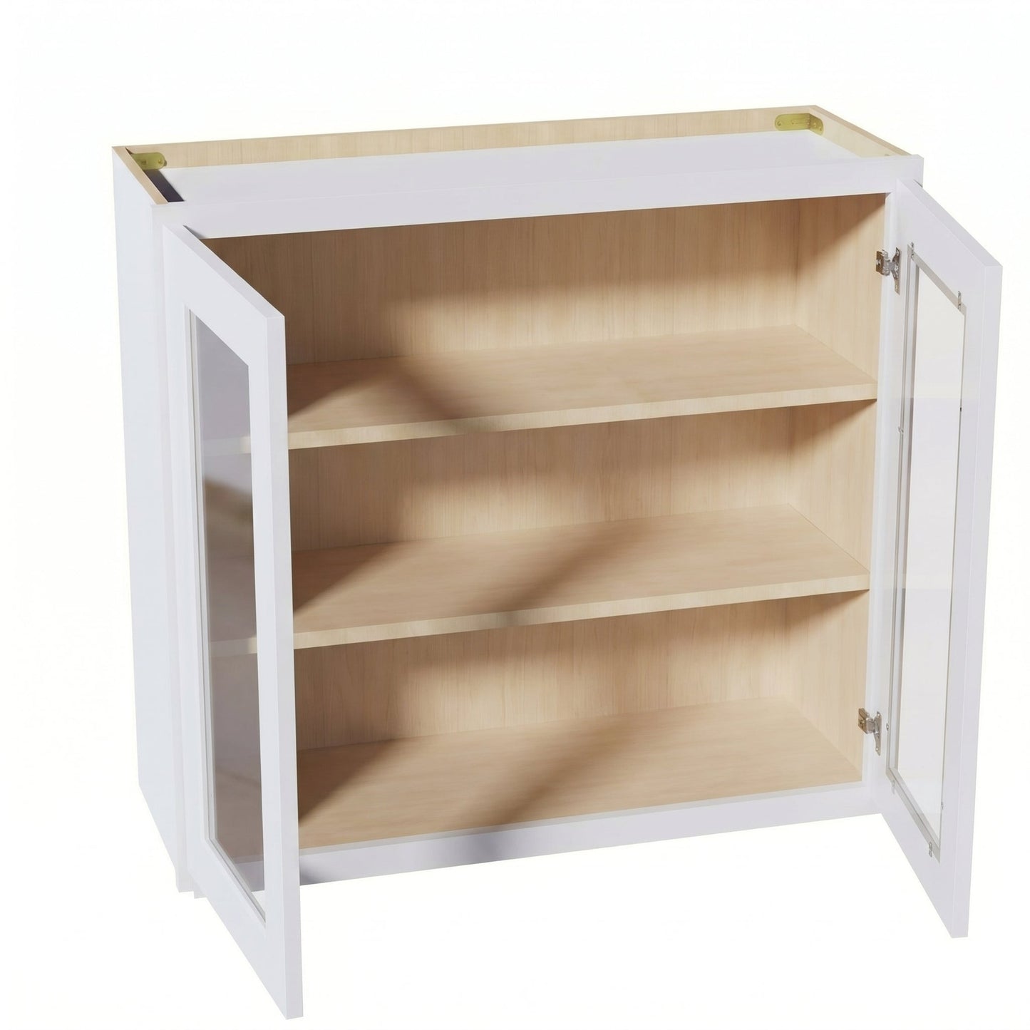 Shaker Glass Door Wall Cabinet 33" (W3330GD) · Ardelle - White - Interior