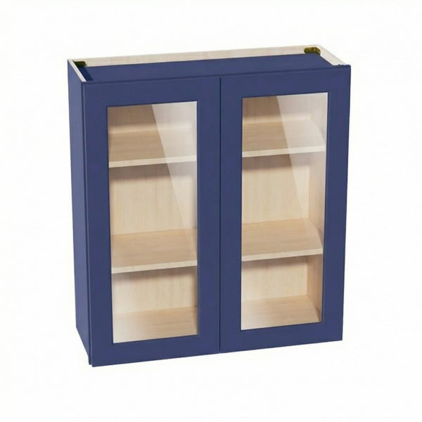 Shaker Glass Door Wall Cabinet 33" (W3336GD) · Ardelle - Blue - Hero