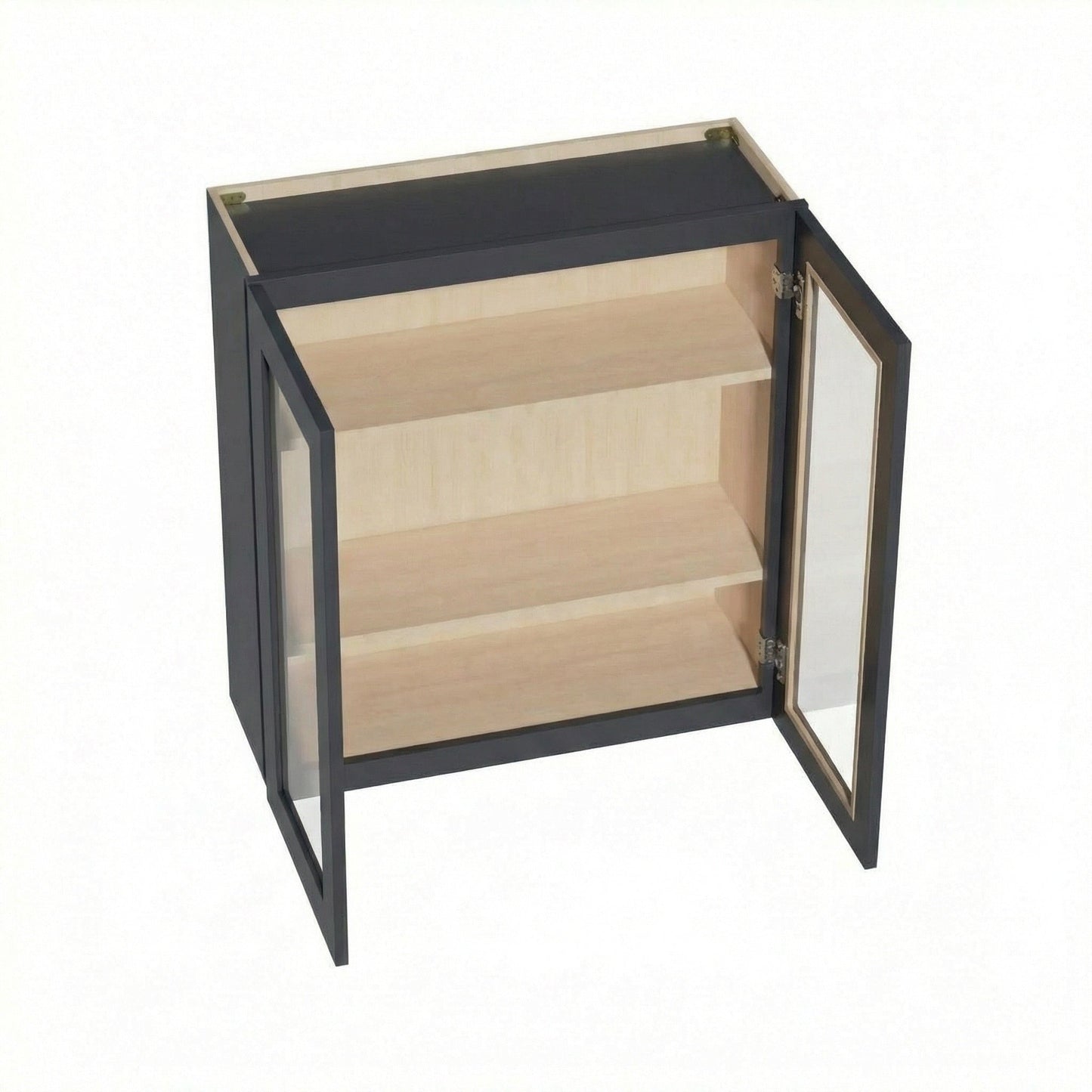 Shaker Glass Door Wall Cabinet 33" (W3336GD) · Ardelle - Ebony - Interior
