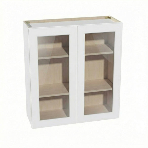 Shaker Glass Door Wall Cabinet 33" (W3336GD) · Ardelle - White - Hero