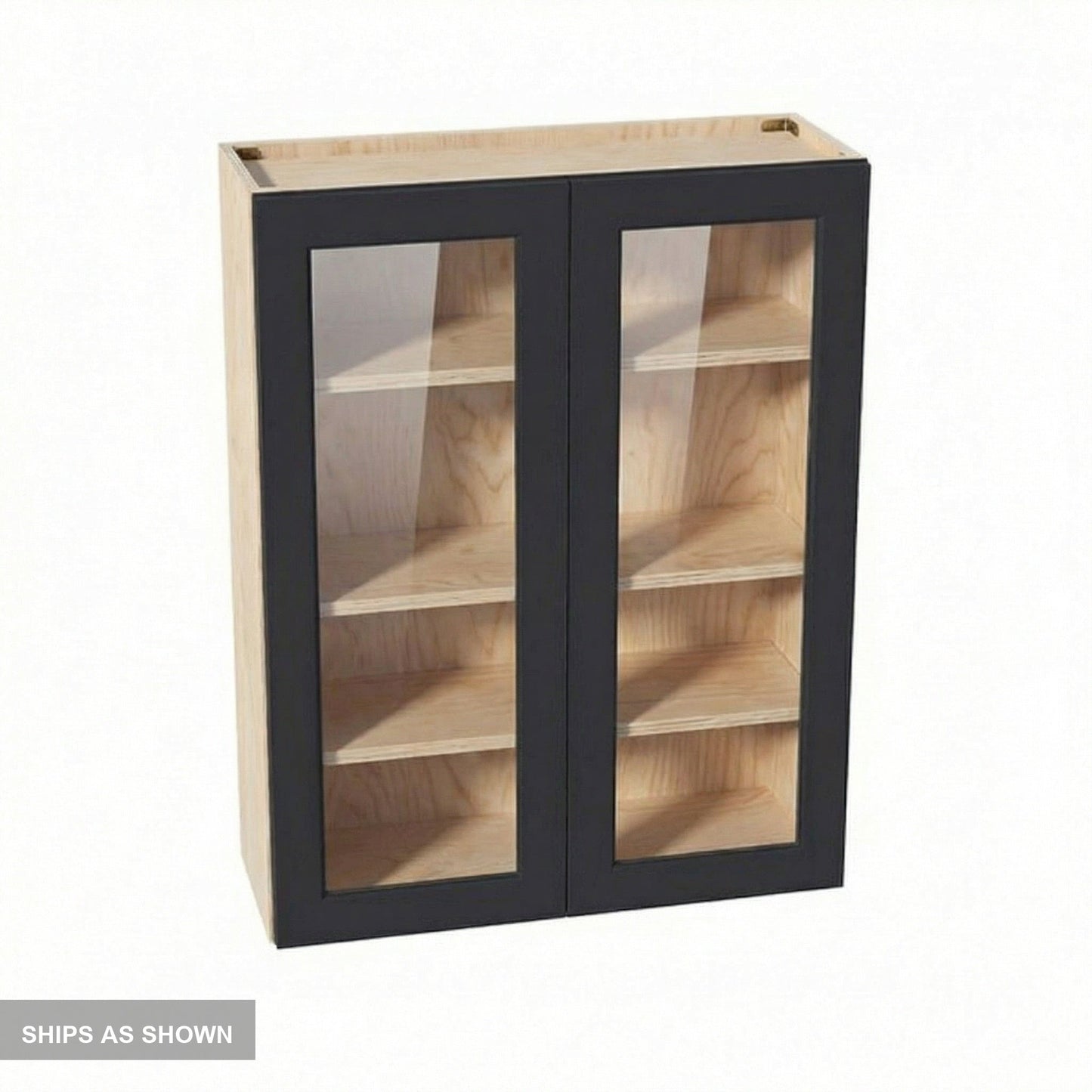 Shaker Glass Door Wall Cabinet 33" (W3342GD) · Ardelle - Ebony - Flat Pack