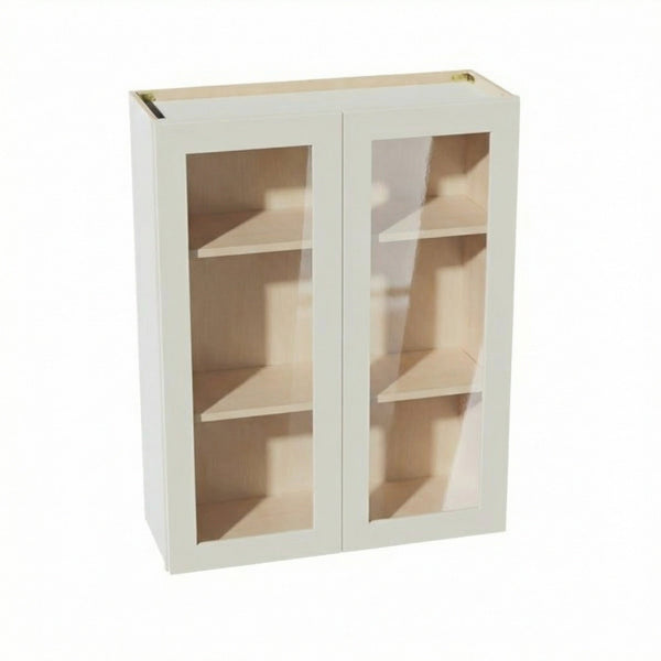 Shaker Glass Door Wall Cabinet 33" (W3342GD) · Tallis - Swan White - Hero