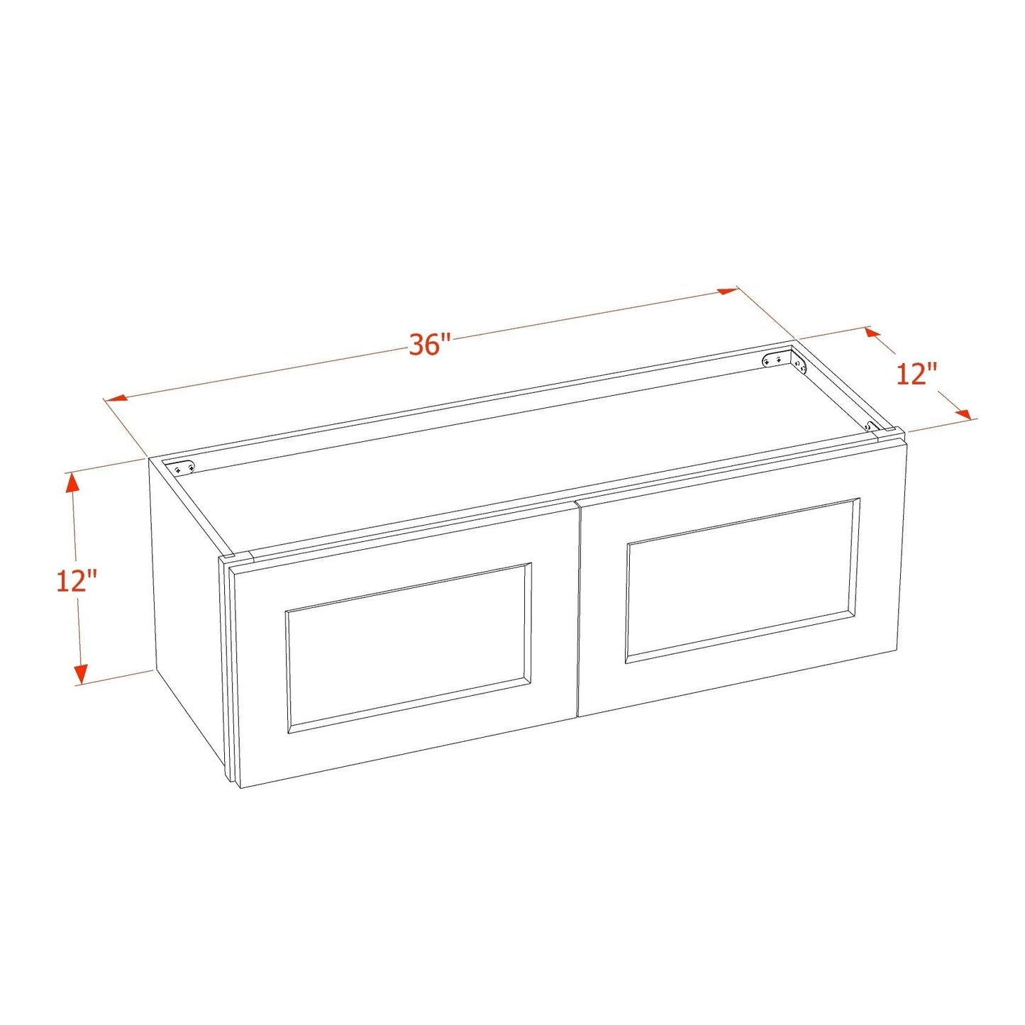 Slim Shaker Bridge Wall Cabinet 36" (W3612) · Slim - Dimensions