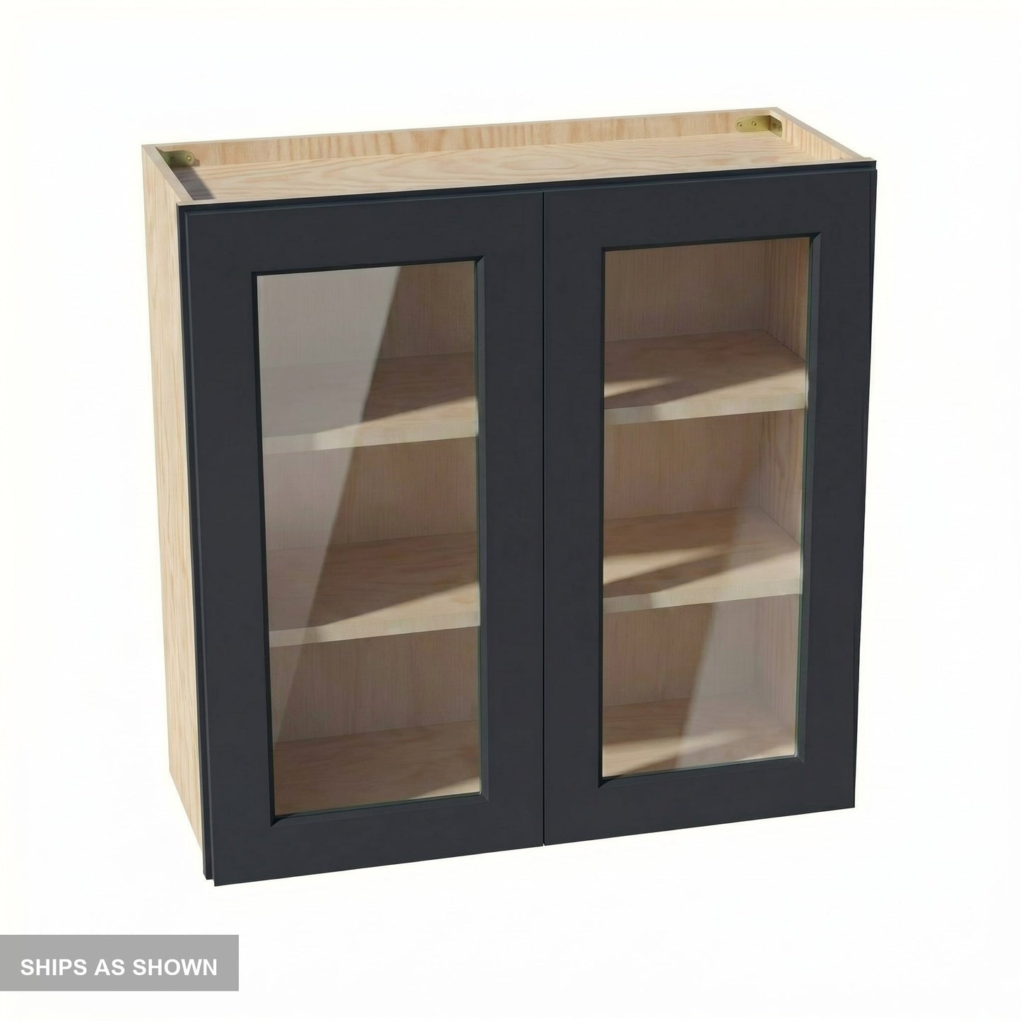 Shaker Glass Door Wall Cabinet 36" (W3630GD) · Ardelle - Ebony - Flat Pack