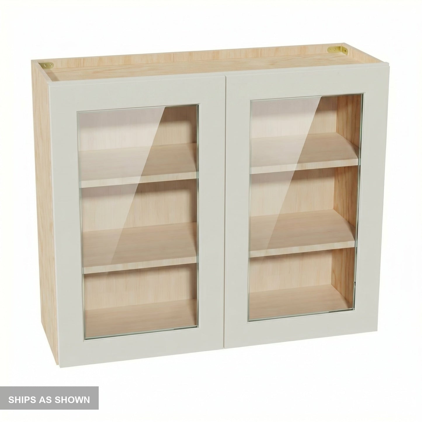 Shaker Glass Door Wall Cabinet 36" (W3630GD) · Tallis - Swan White - Flat Pack