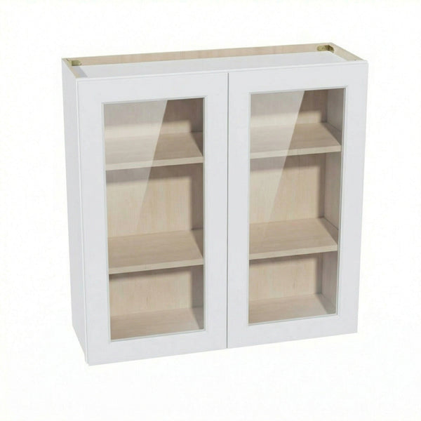 Shaker Glass Door Wall Cabinet 36" (W3636GD) · Ardelle - White - Hero