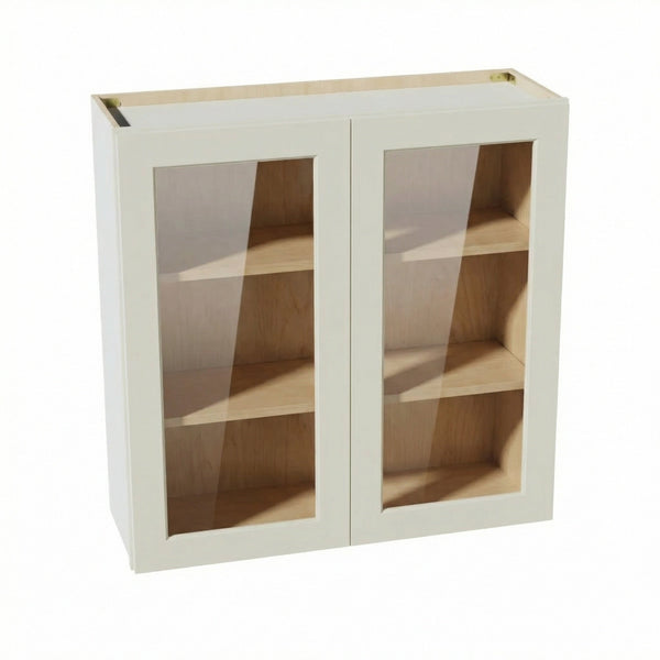 Shaker Glass Door Wall Cabinet 36" (W3636GD) · Tallis - Swan White - Hero