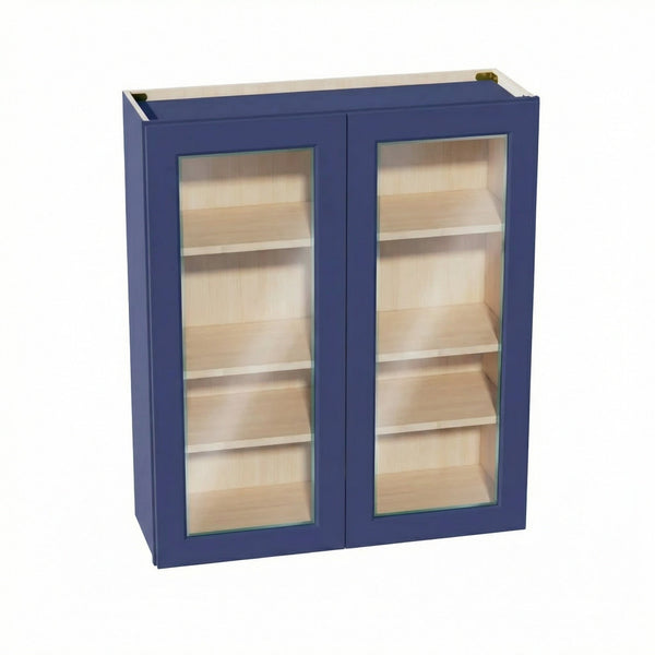 Shaker Glass Door Wall Cabinet 36" (W3642GD) · Ardelle - Blue - Hero