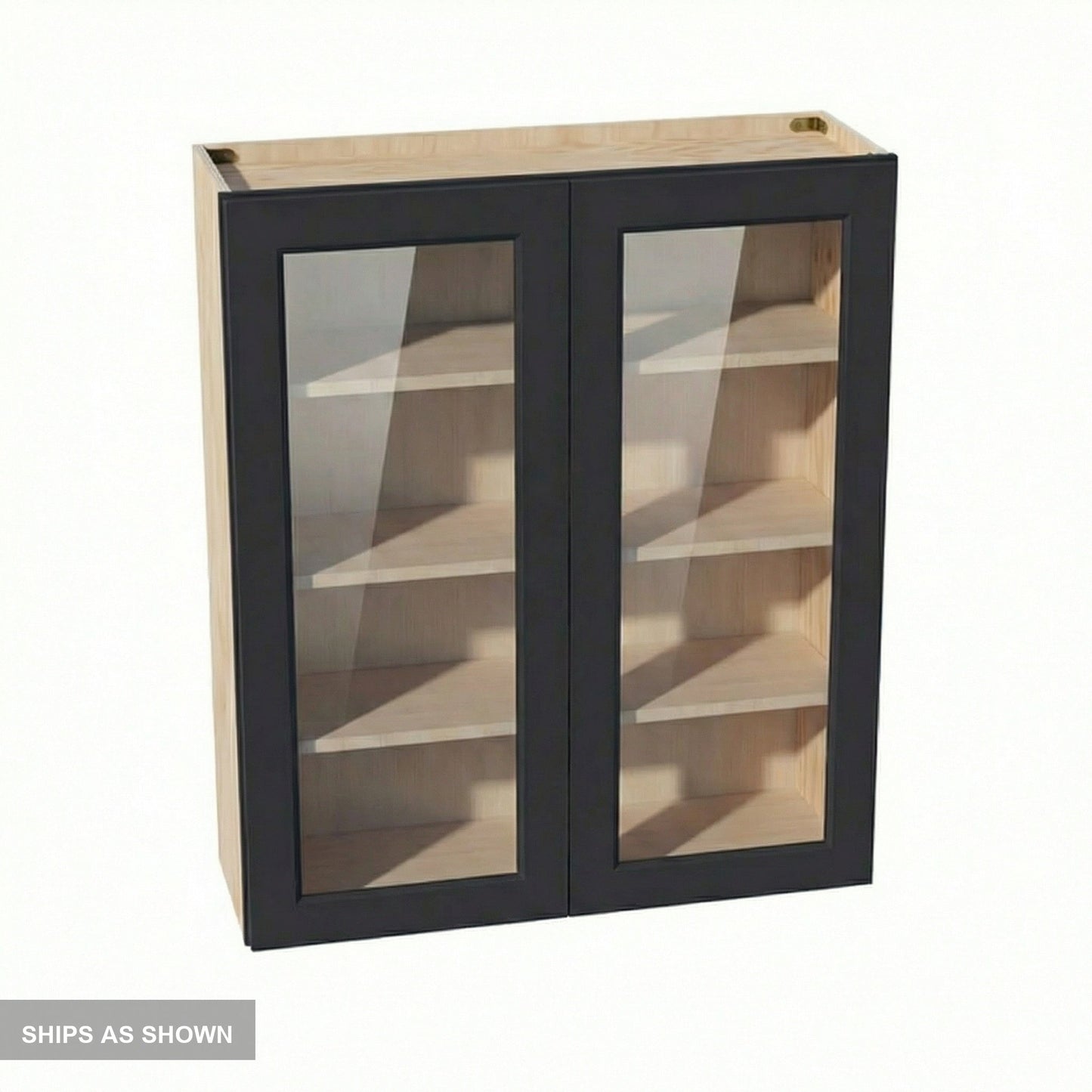 Shaker Glass Door Wall Cabinet 36" (W3642GD) · Ardelle - Ebony - Flat Pack
