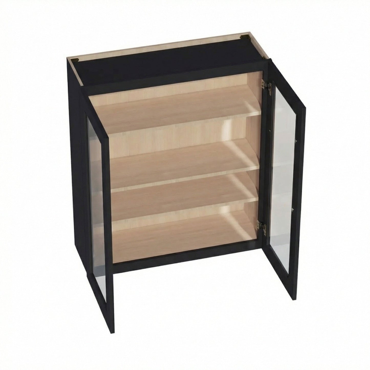 Shaker Glass Door Wall Cabinet 36" (W3642GD) · Ardelle - Ebony - Interior