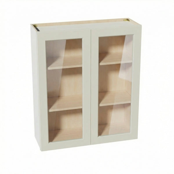 Shaker Glass Door Wall Cabinet 36" (W3642GD) · Tallis - Swan White - Hero