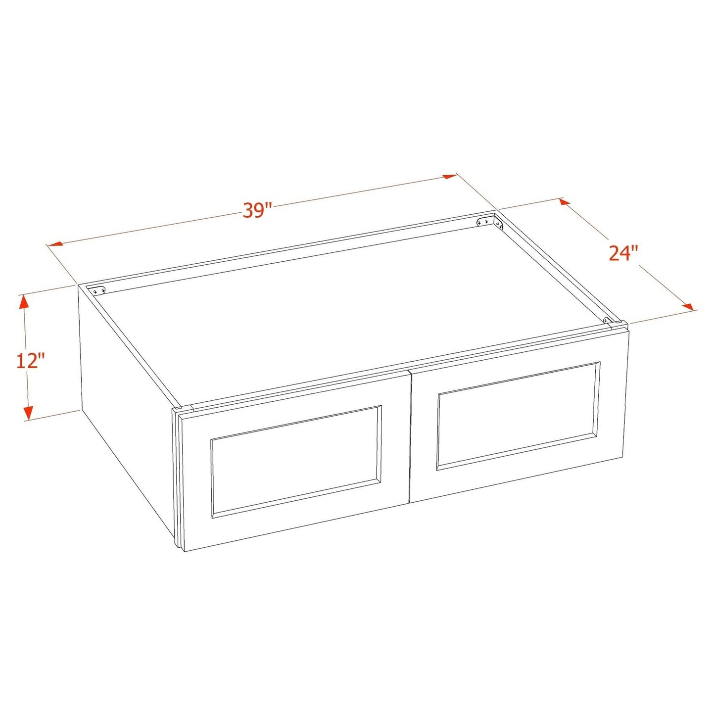 Slim Shaker Bridge Wall Cabinet 39" (W3912) · Slim - Dimensions
