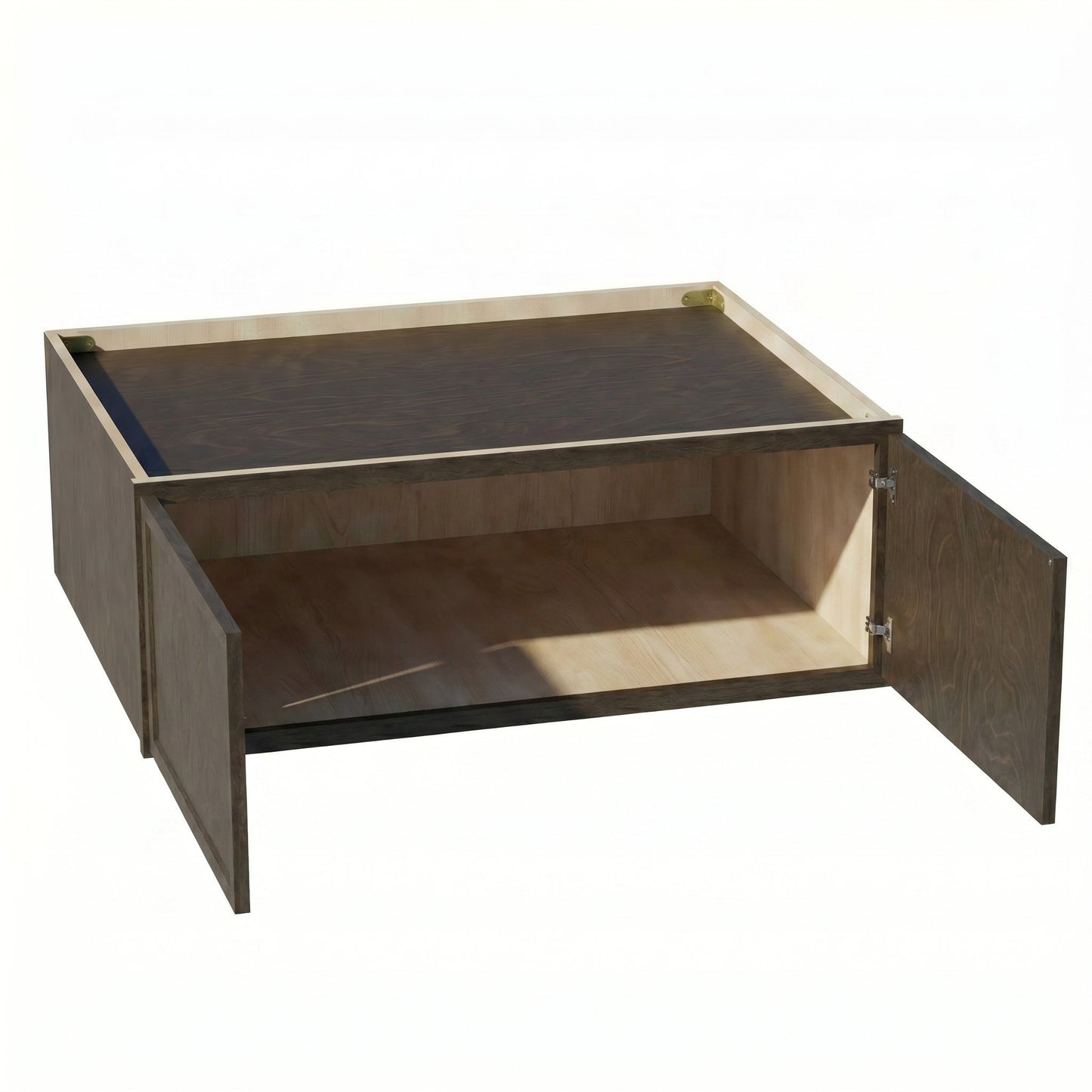 Slim Shaker Bridge Wall Cabinet 39" (W3912) · Slim - Mocha - Interior