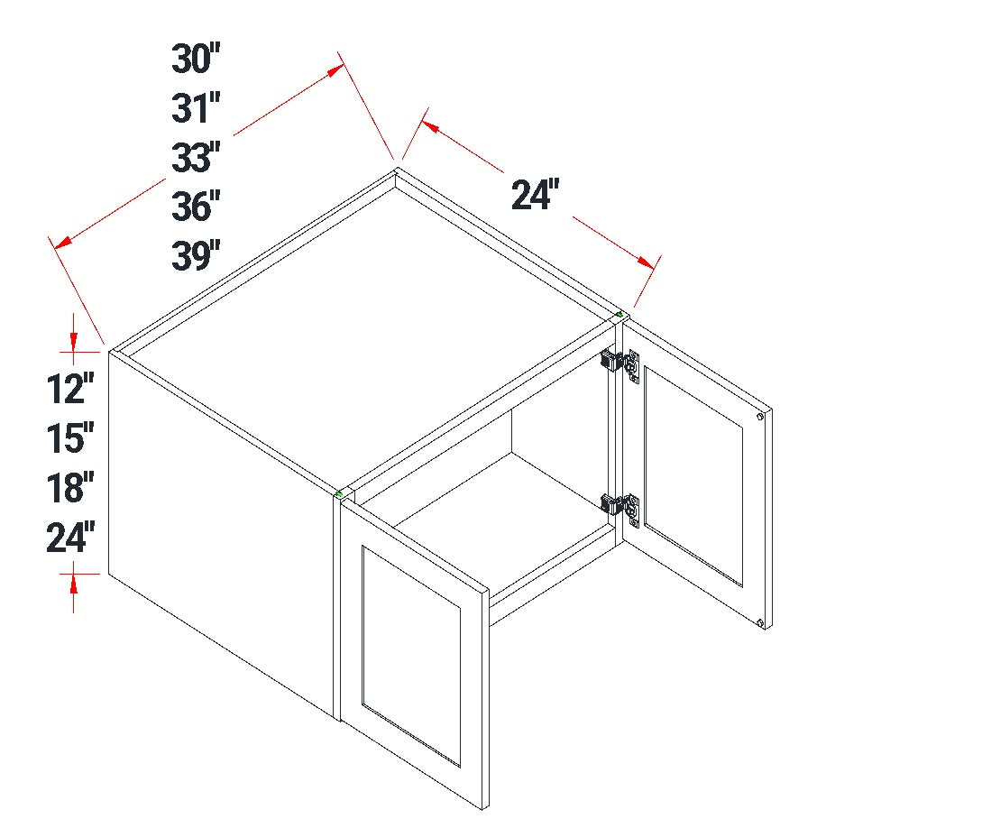 Quik Cabinets W392424 Ardelle Timber - Dimensions