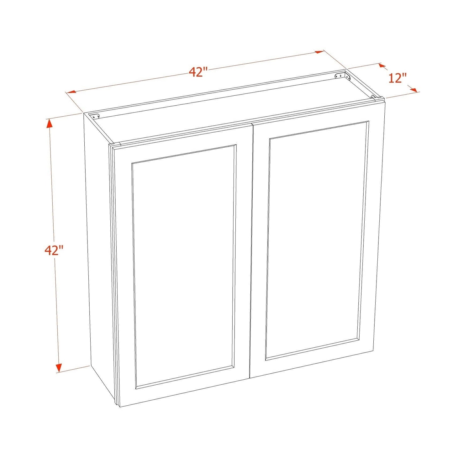 Shaker Wall Cabinet 42" (W4242) · Ardelle - Dimensions