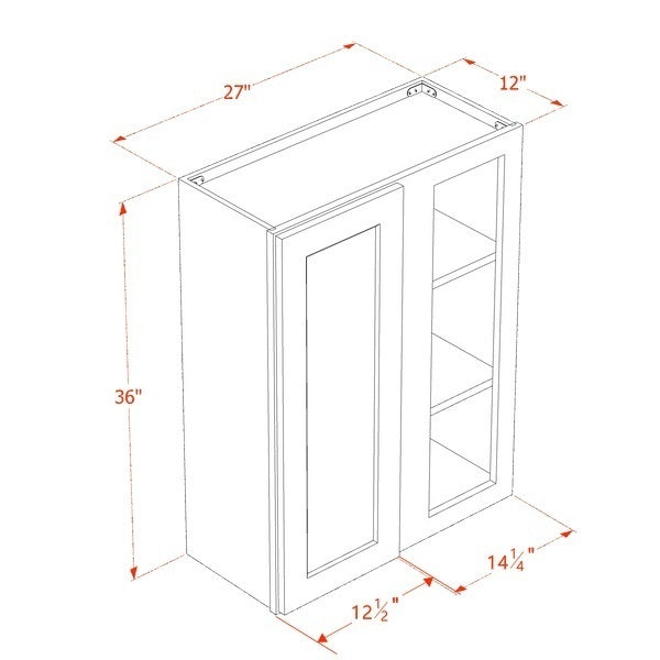 Shaker Corner Wall Cabinet 27" (WBC2736) · Tallis - Dimensions