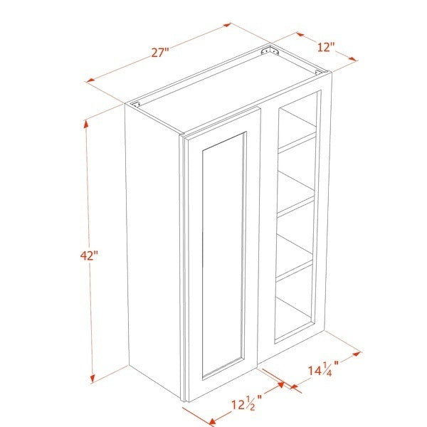 Shaker Corner Wall Cabinet 27" (WBC2742) · Tallis - Dimensions