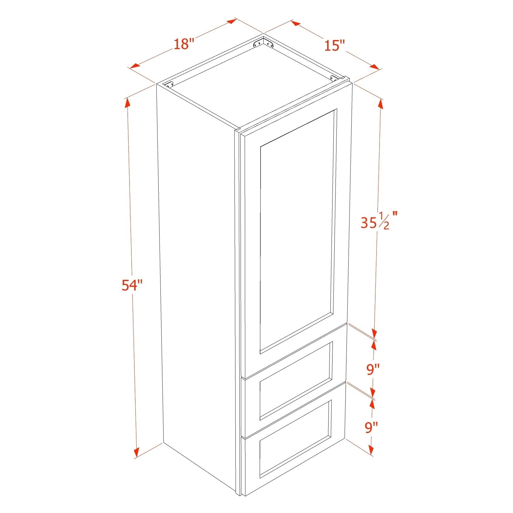 Slim Shaker Wall Cabinet 18" (WD1854) · Slim