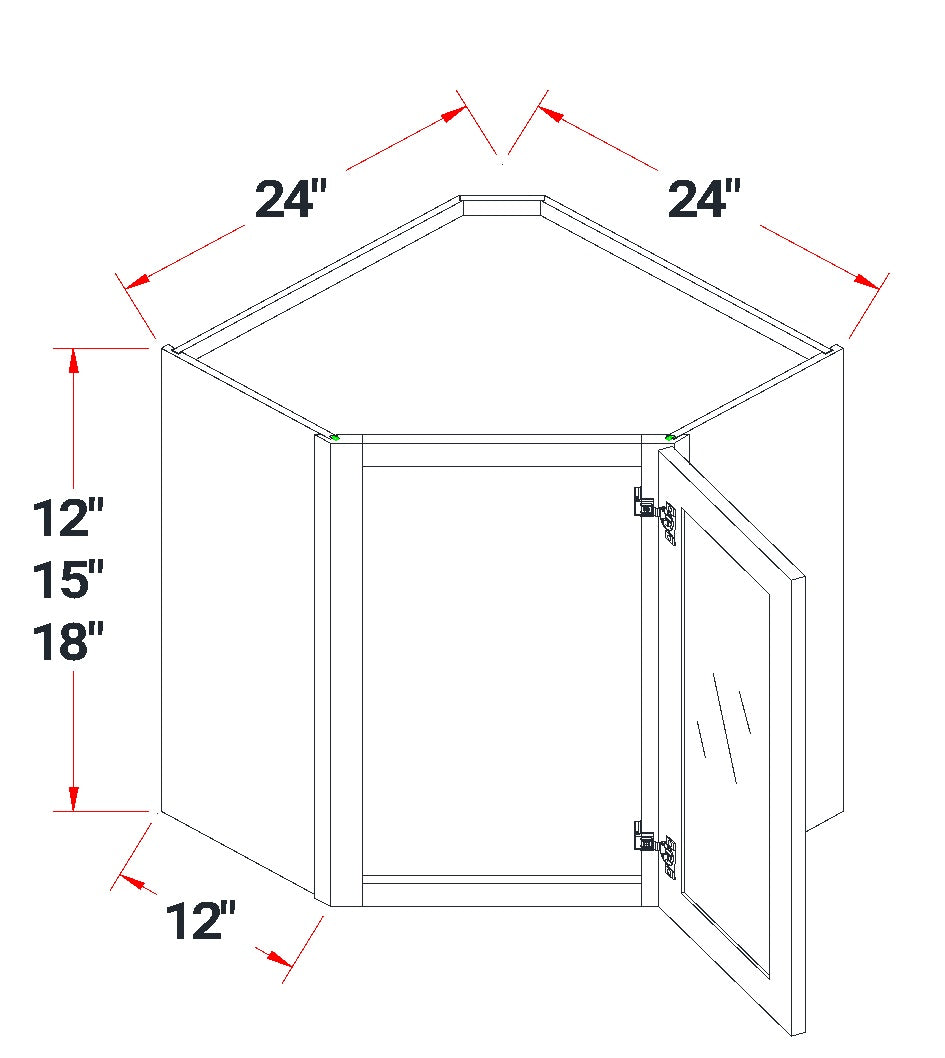 Shaker Corner Wall Cabinet 24" (WDC2412GD) · Tallis - Dimensions