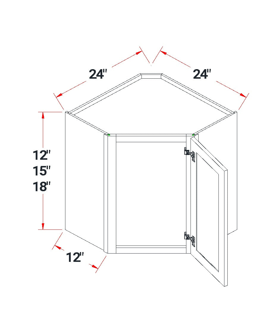 Shaker Corner Wall Cabinet 24" (WDC2415) · Ardelle - Dimensions