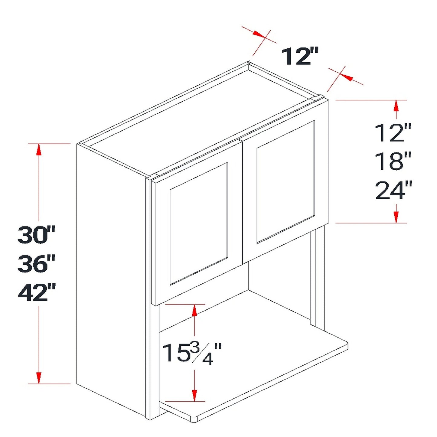 Shaker Microwave Wall Cabinet 27" (WM2730) · Ardelle - Dimensions