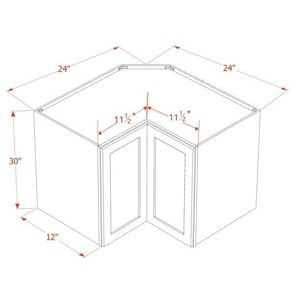 Slim Shaker Corner Wall Cabinet 24" (WPC2430) · Slim - Dimensions