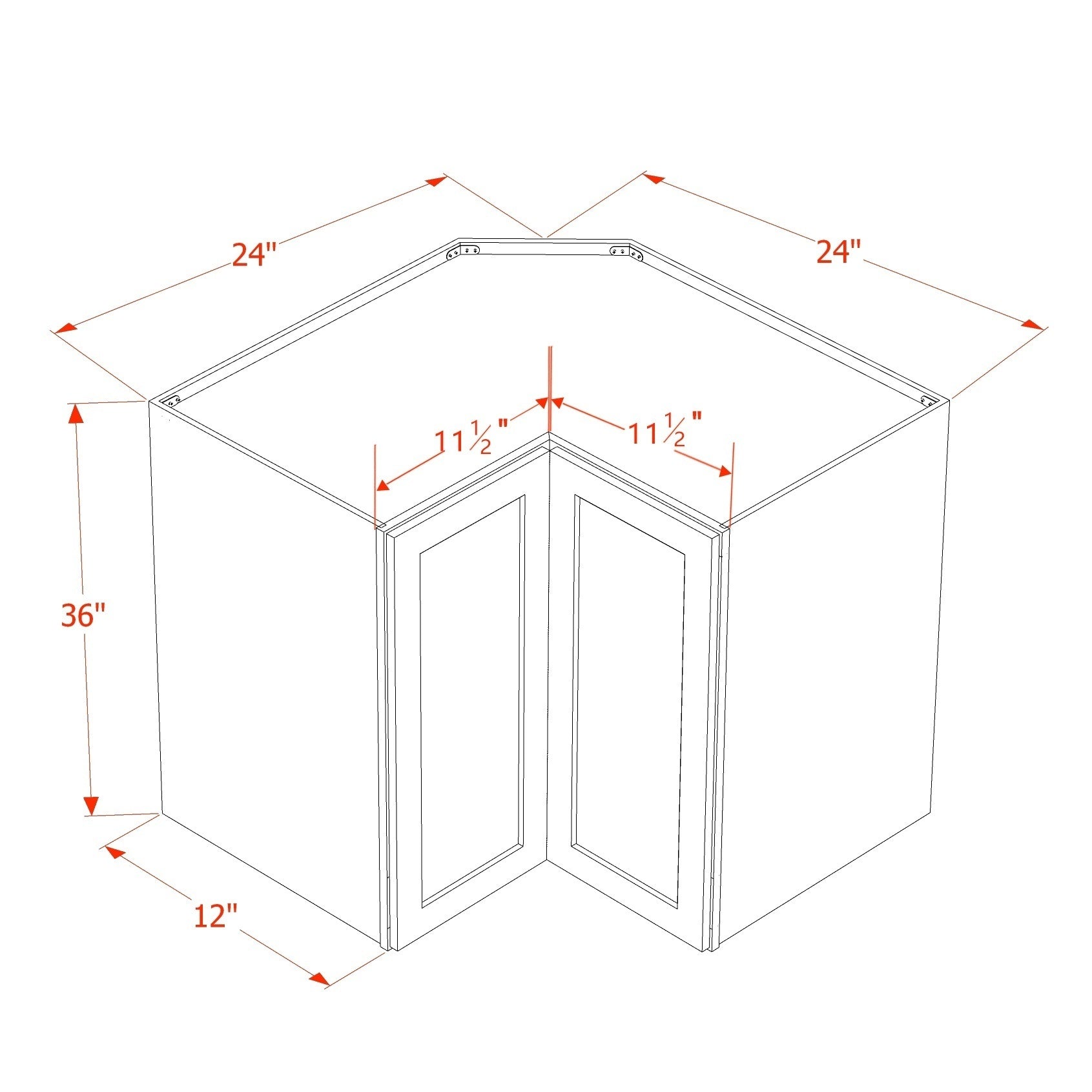 Slim Shaker Corner Wall Cabinet 24" (WPC2436) · Slim