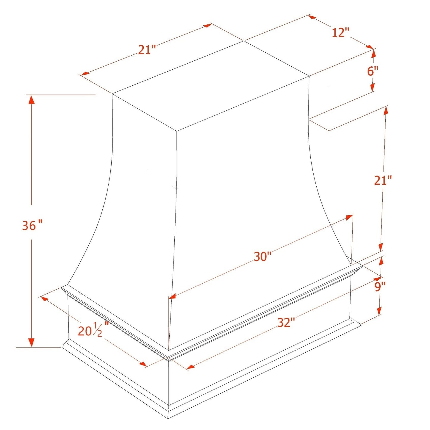 Quik Cabinets WRH3036 Tallis Swan White - Dimensions